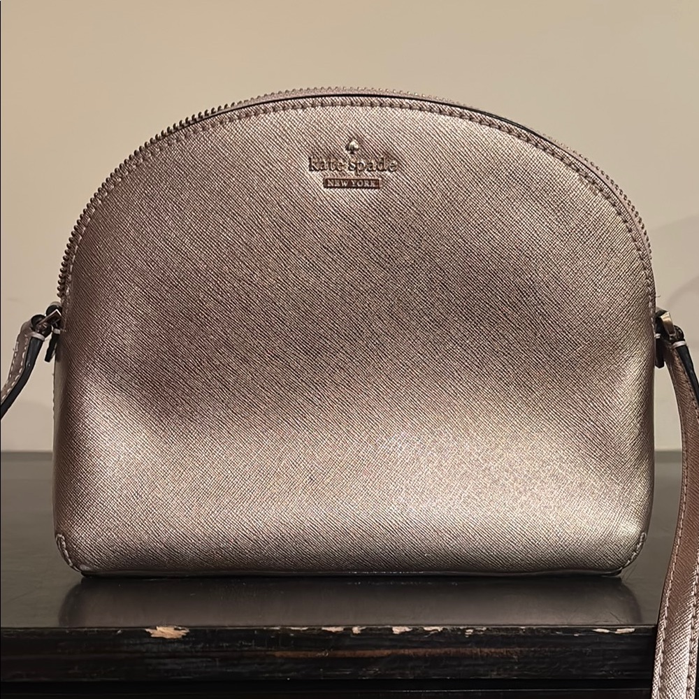 Kate Spade Silver Crossbody Bag with Dome Shape